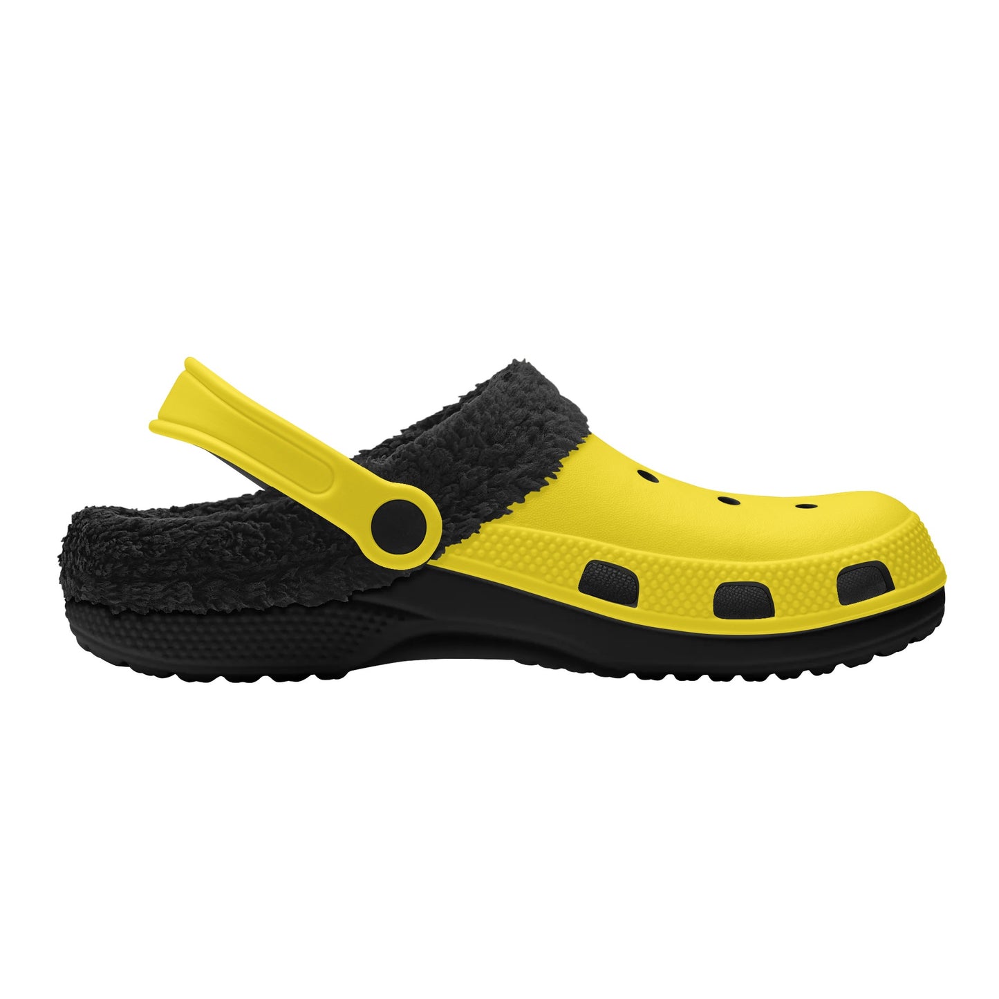 Adults Black Fur Interior Clogs (Yellow)