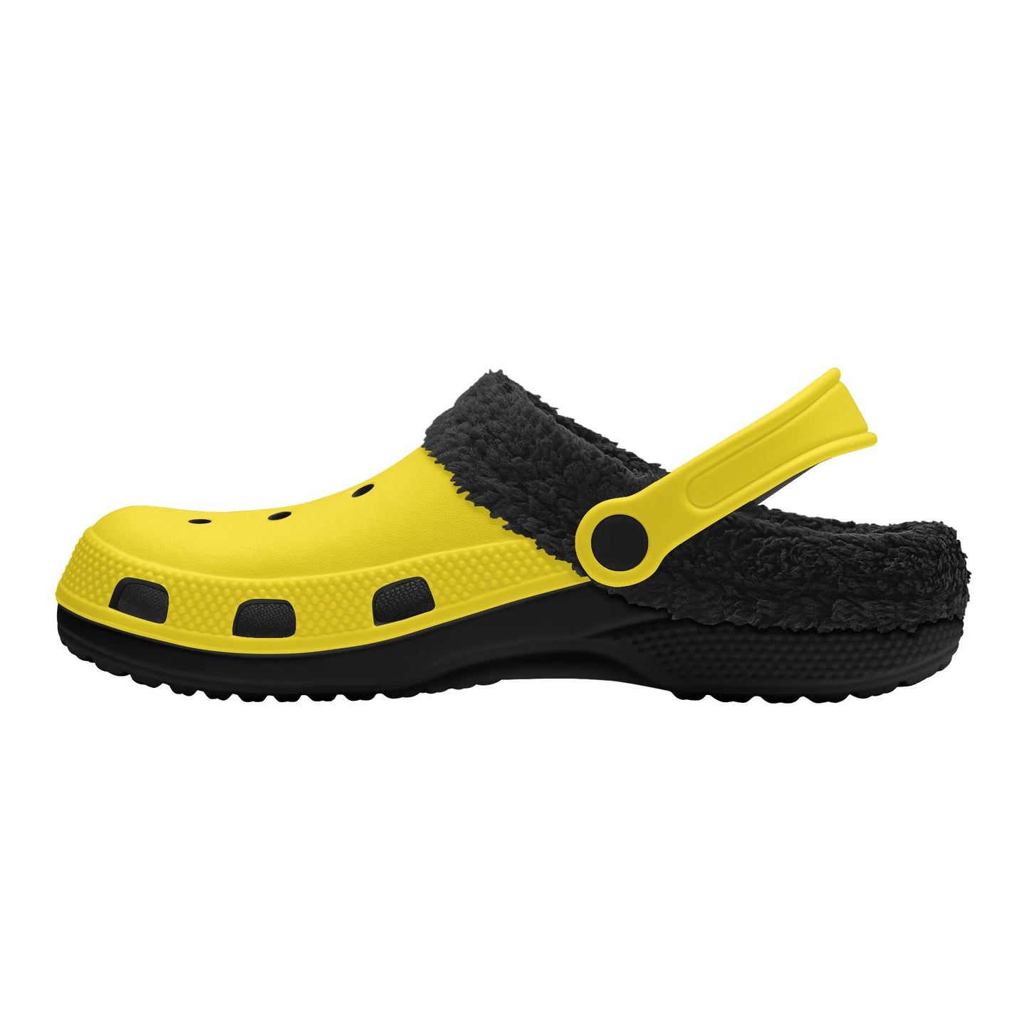 Adults Black Fur Interior Clogs (Yellow)