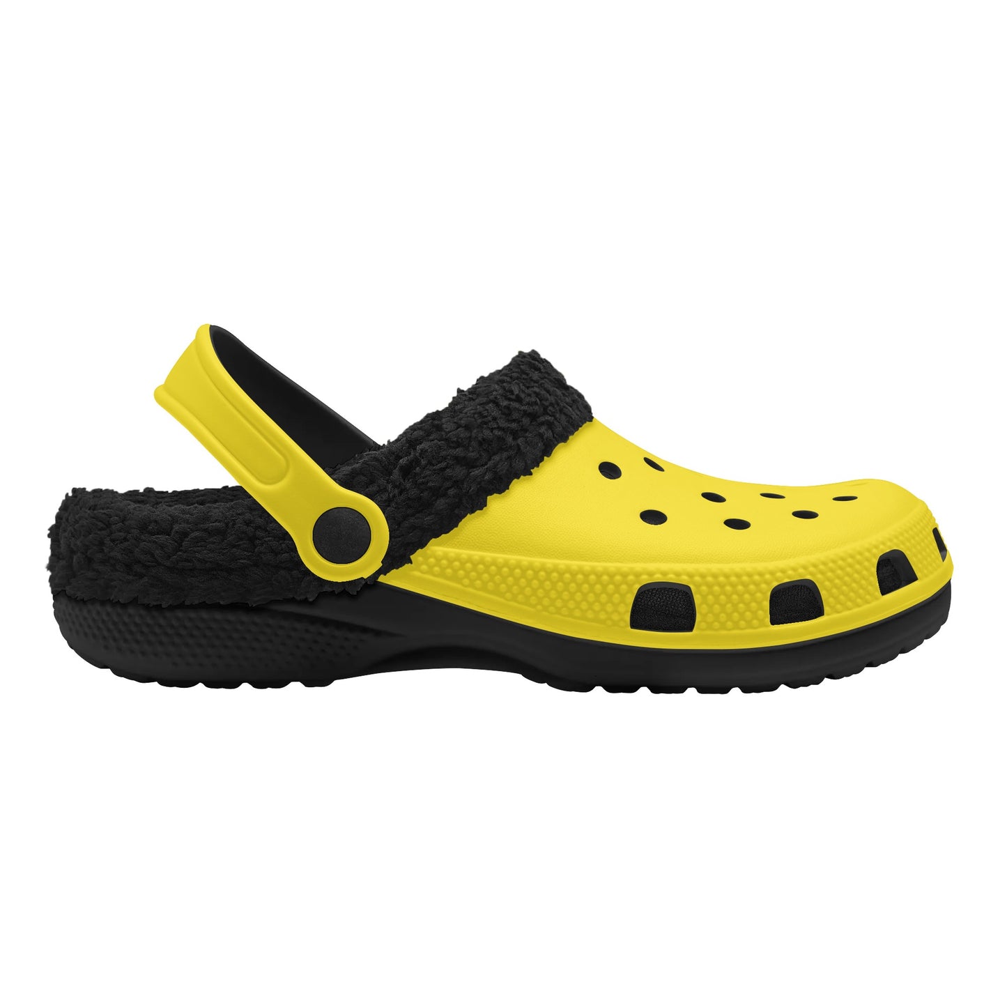 Adults Black Fur Interior Clogs (Yellow)