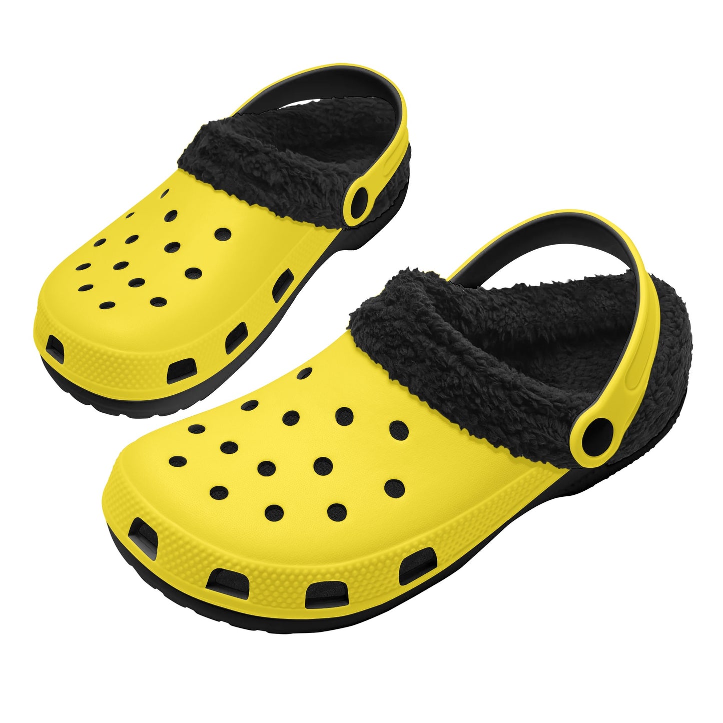 Adults Black Fur Interior Clogs (Yellow)