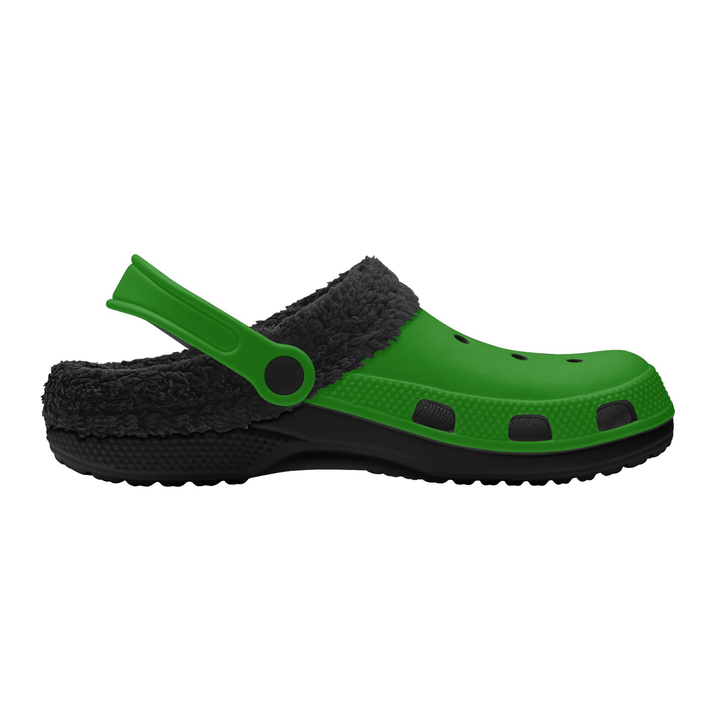 Adults Black Fur Interior Clogs (Green)