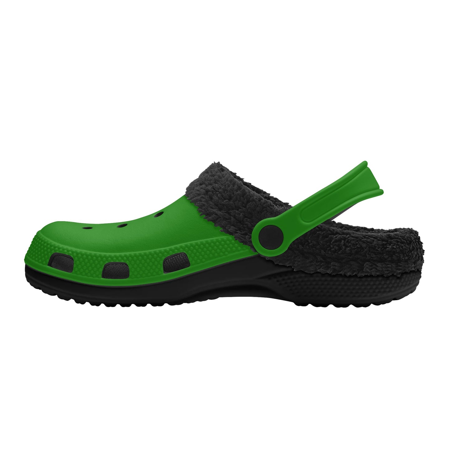 Adults Black Fur Interior Clogs (Green)
