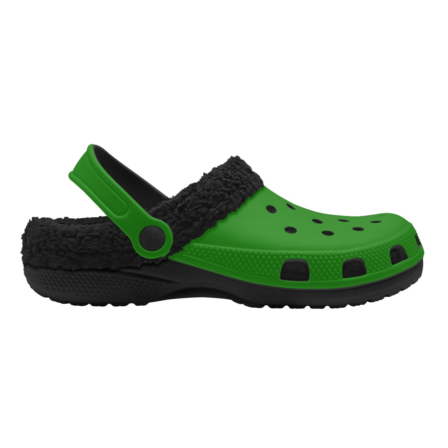 Adults Black Fur Interior Clogs (Green)