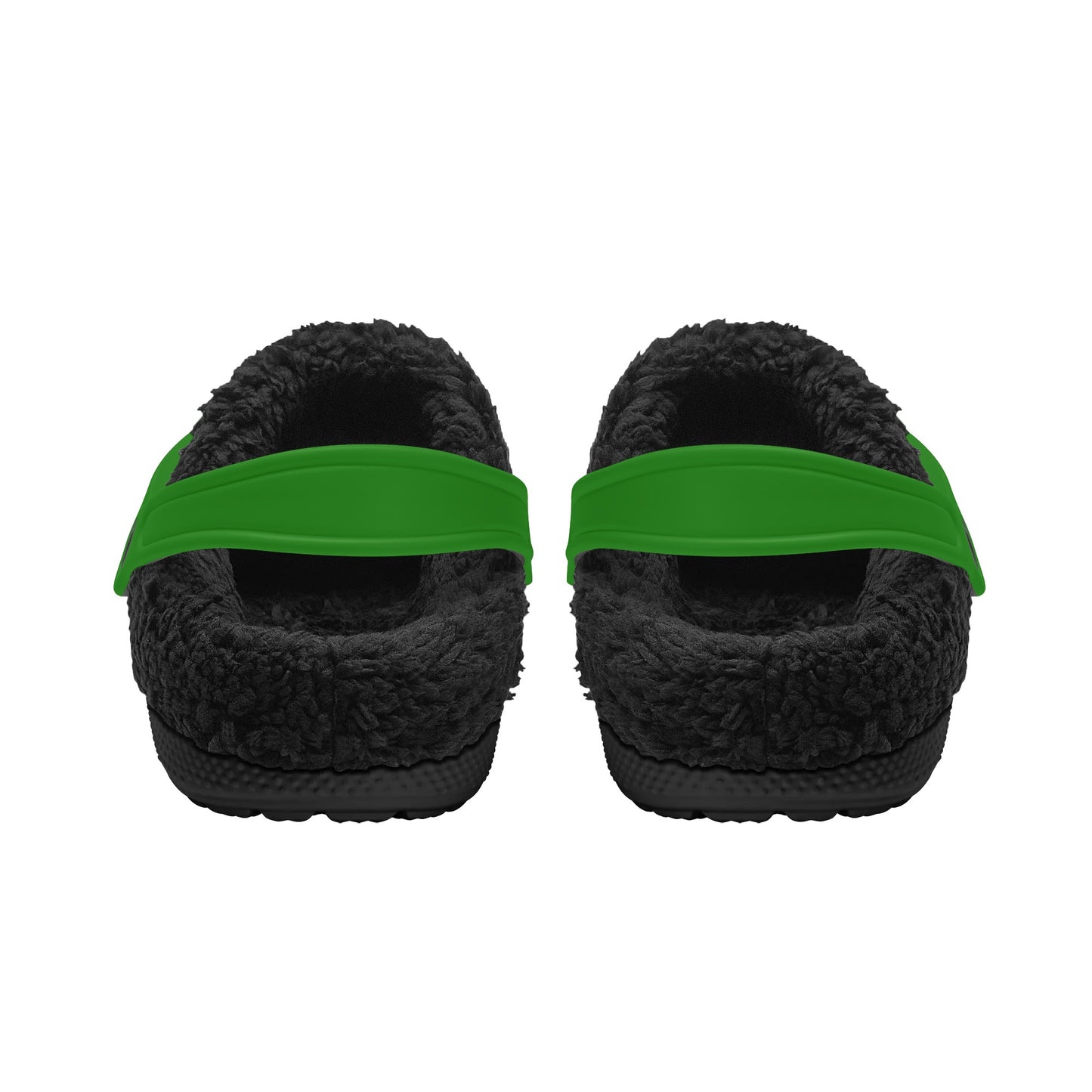 Adults Black Fur Interior Clogs (Green)