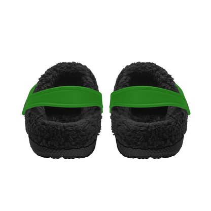 Adults Black Fur Interior Clogs (Green)