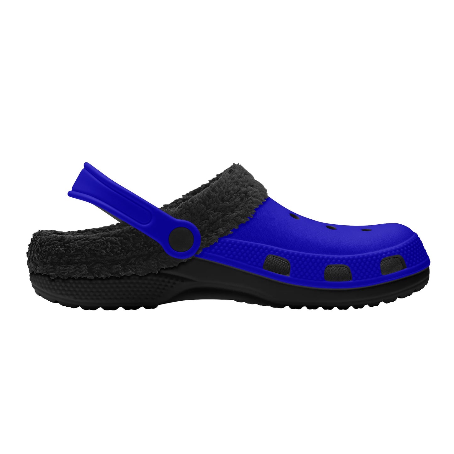 Adults Black Fur Interior Clogs (Blue)
