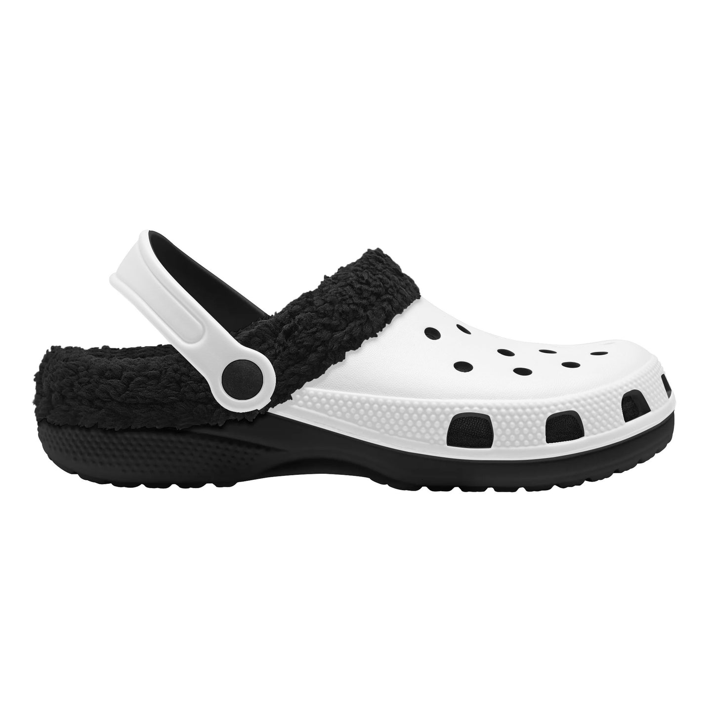 Adults Black Fur Interior Clogs (White)