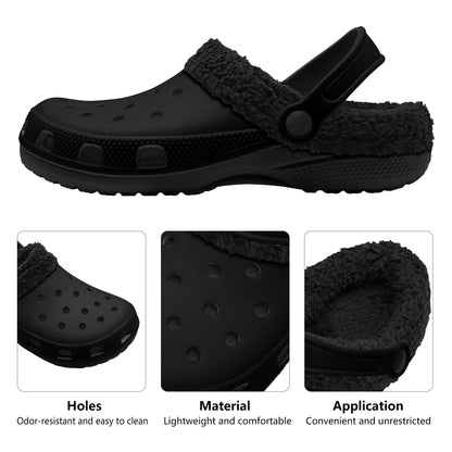 Adults Black Fur Interior Clogs (Black)