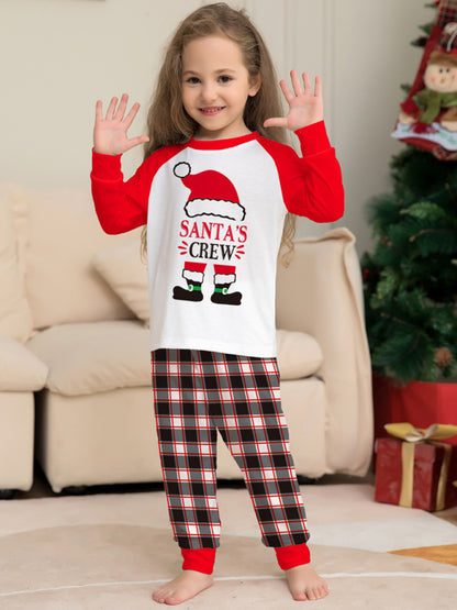 New Christmas parent-child set deer head print home clothes plaid two-piece pajamas