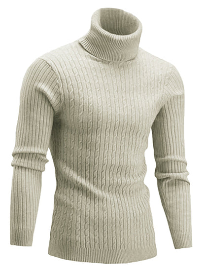 Men's Warm Turtleneck Casual Slim Fit Fall Winter Knitted Pullover Sweaters