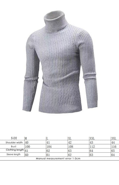 Men's Warm Turtleneck Casual Slim Fit Fall Winter Knitted Pullover Sweaters