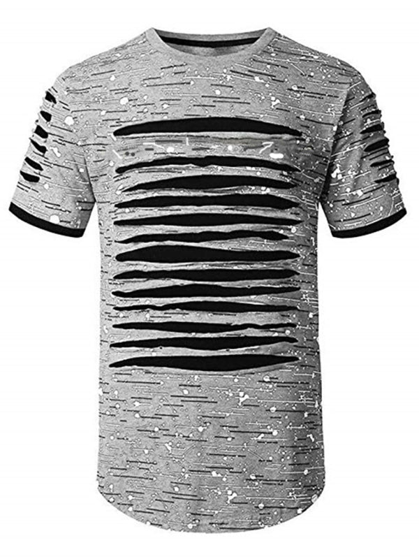 Trendy, Flowery, Round-Necked T-Shirts, Street Men'S Wear (Grey)