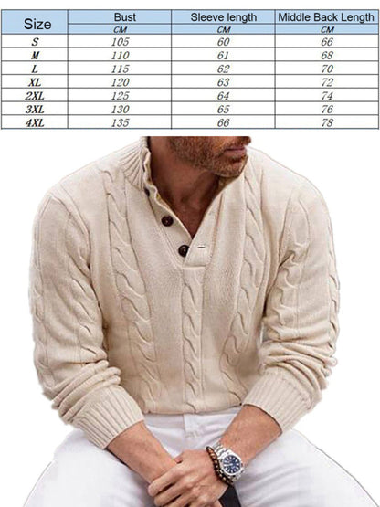 Men'S Standing Collar Long-Sleeved Pullover Sweater