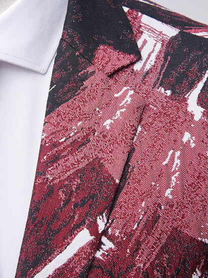 Men's Slim Fit Business Two Piece Suit (Red)