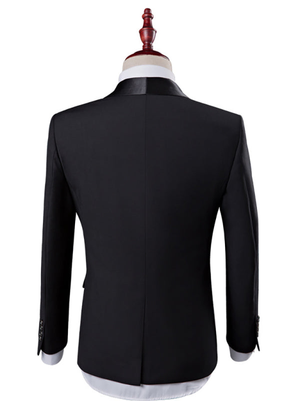 Men's Slim Business Three Piece Suit (Black)