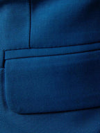 Men's Business Slim Suit Jacket Single Suit (Peacock Blue)