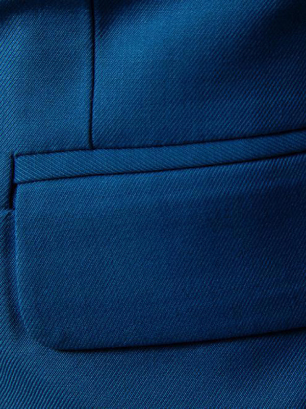 Men's Business Slim Suit Jacket Single Suit (Peacock Blue)