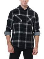 Men's facecloth plaid long-sleeved lapel shirt