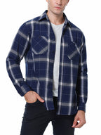 Men's facecloth plaid long-sleeved lapel shirt