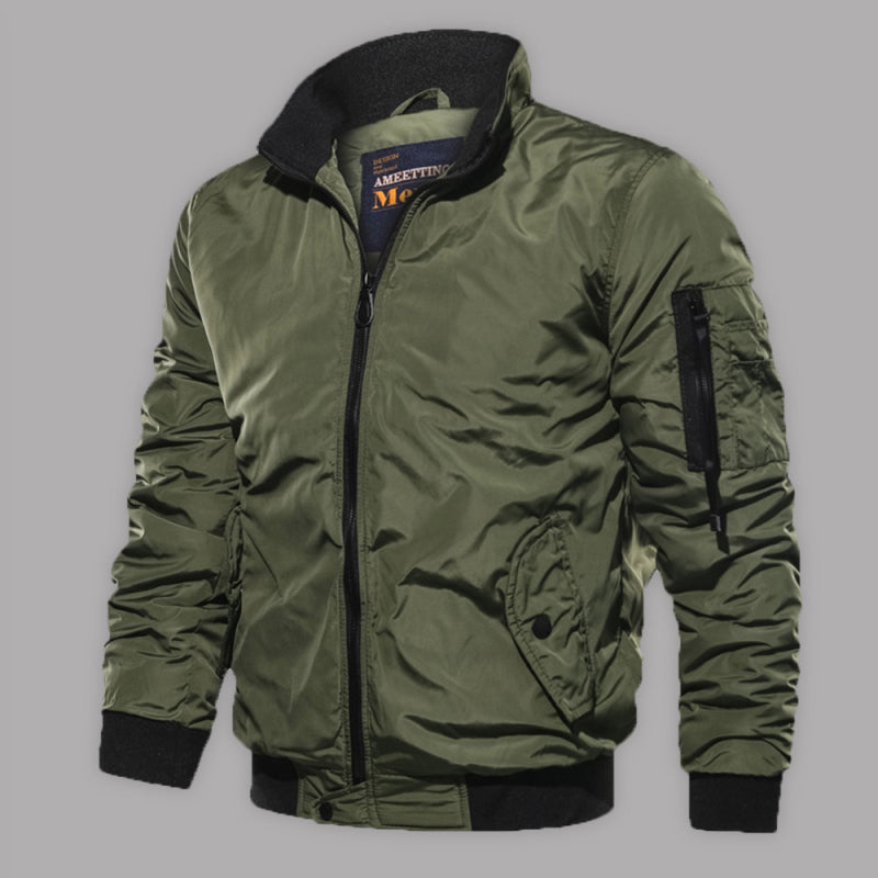 Men's Cotton Jacket Coat Simple Fashion Men's Cotton Clothes (Olive Green)