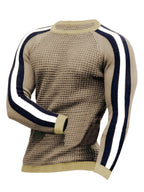 Round neck color contrast t-shirt men's casual loose bottoming sweater