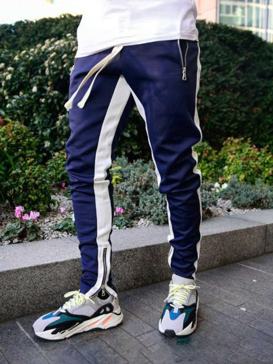Men's color-block casual double-pocket multi-zipper sportspants (Champlain)