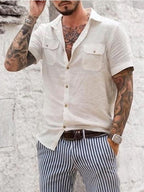 Men's Woven Casual Two Pocket Short Sleeve Shirt