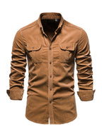 Men's corduroy slim-fit casual long-sleeve shirt