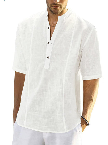 New Arrival Men's Comfortable Casual Linen Shirt With Long Sleeves