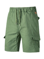 Men's Woven Casual Cargo Multi-Pocket Shorts (Olive Green)