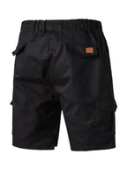 Men's Woven Casual Cargo Multi-Pocket Shorts (Black)