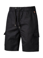 Men's Woven Casual Cargo Multi-Pocket Shorts (Black)