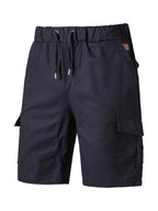 Men's Woven Casual Cargo Multi-Pocket Shorts (Navy Blue)