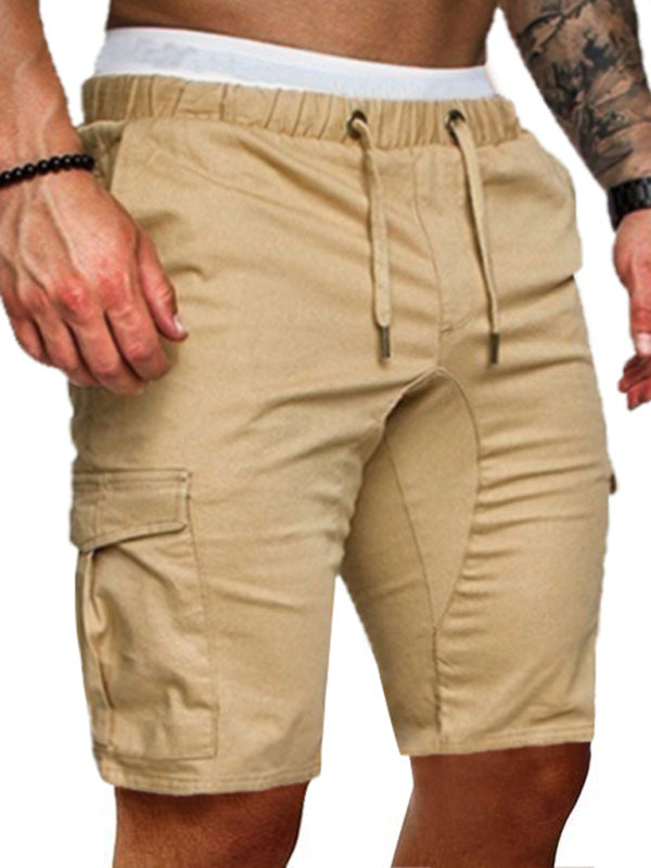 Men's Woven Casual Cargo Multi-Pocket Shorts (Khaki)
