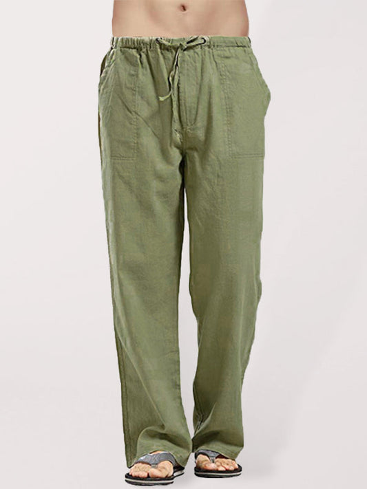 Men's woven all-match linen casual trousers