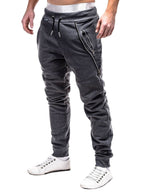 Men's fashion casual personalized zipper trim trousers (Charcoal Grey)