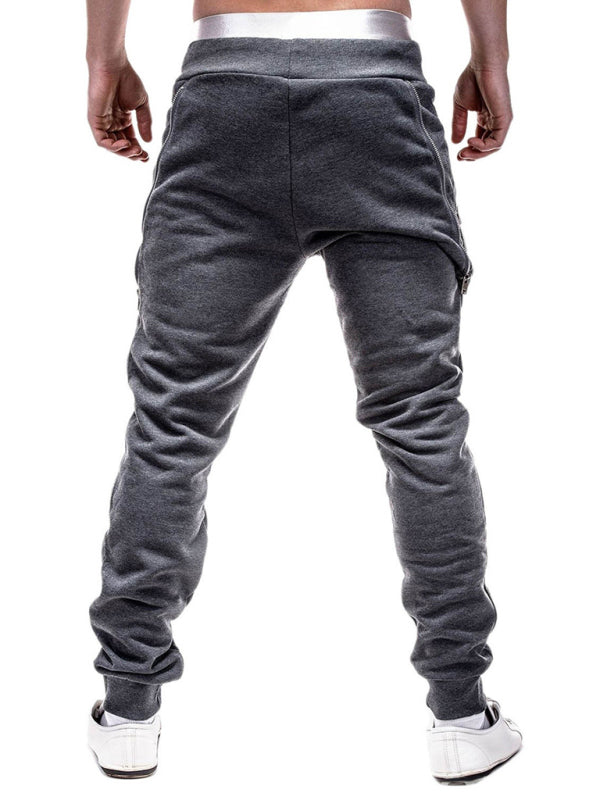 Men's fashion casual personalized zipper trim trousers (Charcoal Grey)