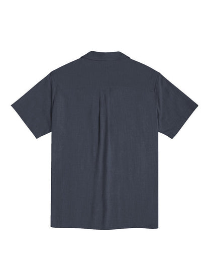 Men's Loose Casual Linen Shirt Cuban Guayabera Short Sleeve Beach Shirt