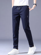 Straight Loose Elastic Boys Non-Iron Casual Pants Cargo Pants (Blue)