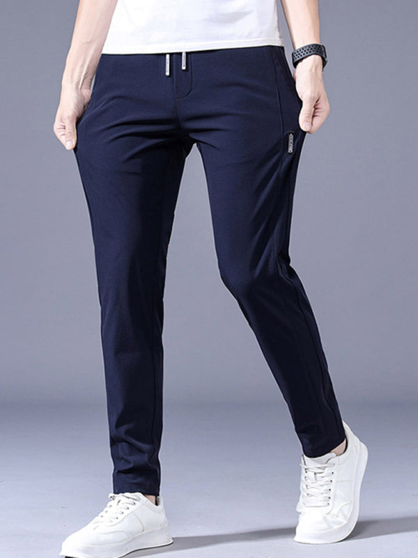 Straight Loose Elastic Boys Non-Iron Casual Pants Cargo Pants (Blue)