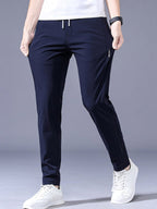 Straight Loose Elastic Boys Non-Iron Casual Pants Cargo Pants (Blue)