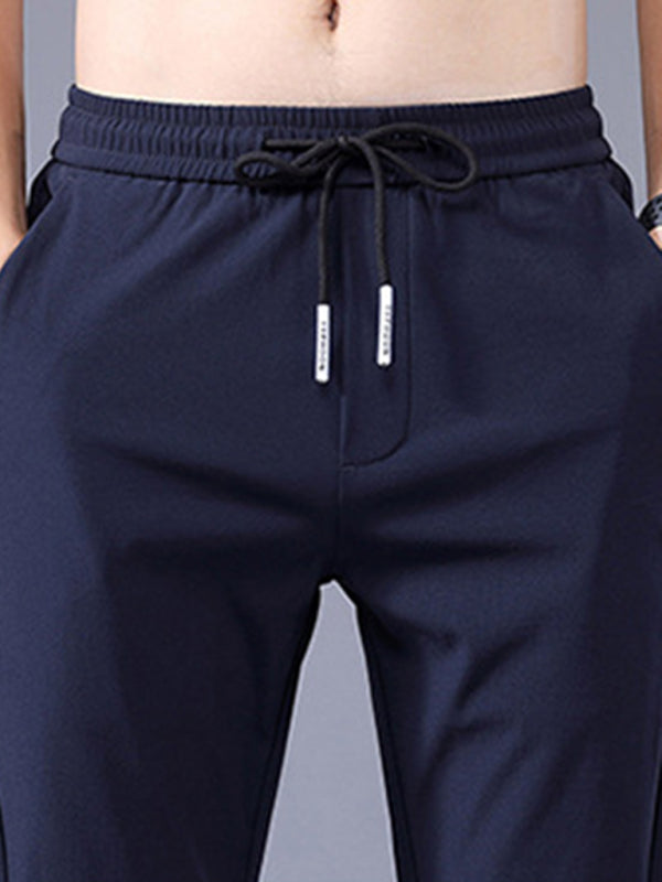Straight Loose Elastic Boys Non-Iron Casual Pants Cargo Pants (Blue)
