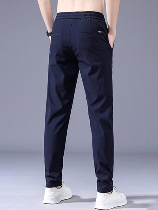 Straight Loose Elastic Boys Non-Iron Casual Pants Cargo Pants (Blue)