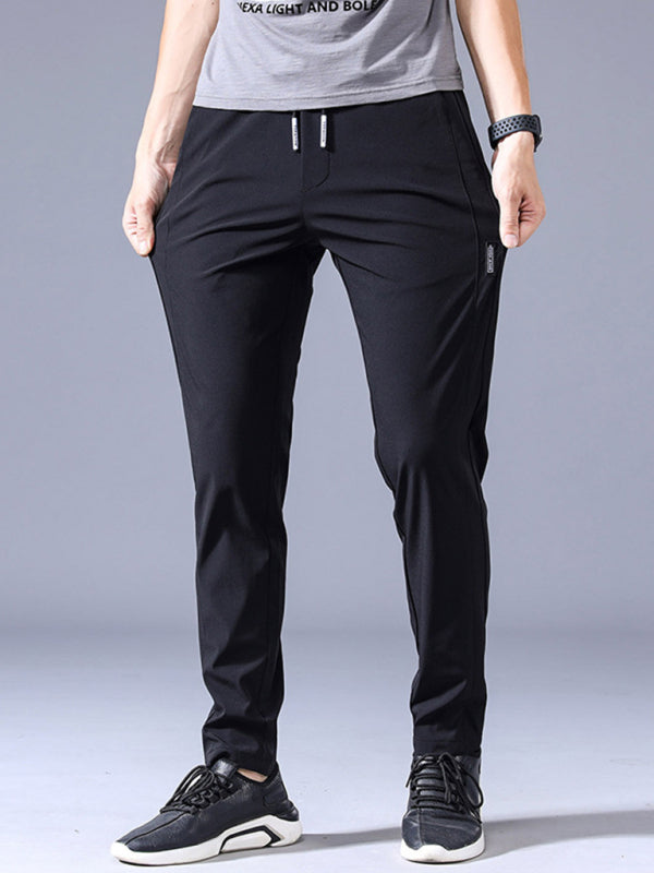 Straight Loose Elastic Boys Non-Iron Casual Pants Cargo Pants (Black)