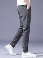 Straight Loose Elastic Boys Non-Iron Casual Pants Cargo Pants (Charcoal Grey)