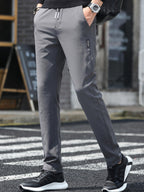 Straight Loose Elastic Boys Non-Iron Casual Pants Cargo Pants (Charcoal Grey)
