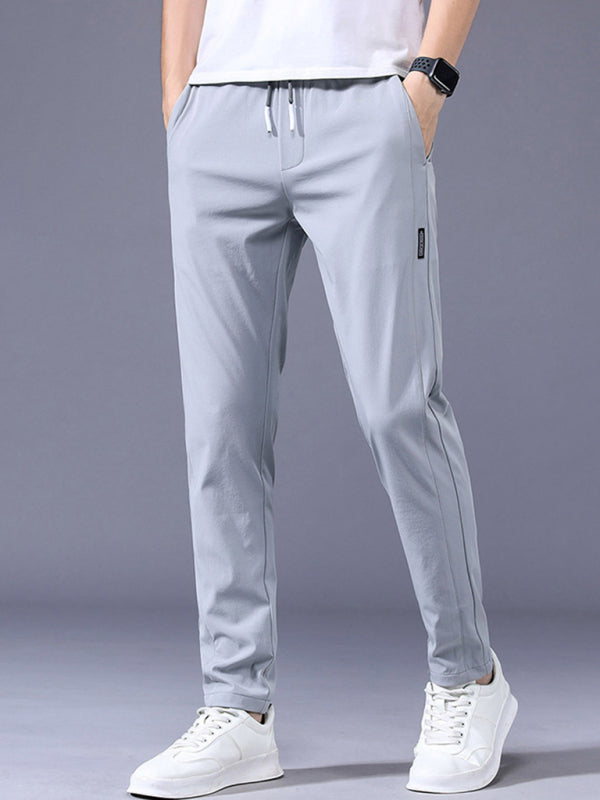 Straight Loose Elastic Boys Non-Iron Casual Pants Cargo Pants (Grey)