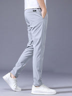 Straight Loose Elastic Boys Non-Iron Casual Pants Cargo Pants (Grey)