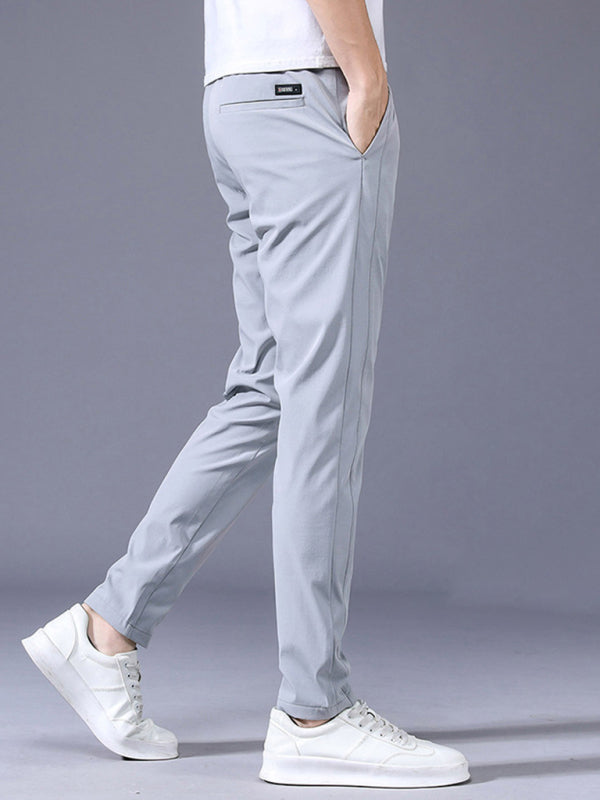 Straight Loose Elastic Boys Non-Iron Casual Pants Cargo Pants (Grey)