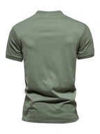 Men's Cotton V Neck Zipper Short Sleeve T-Shirt